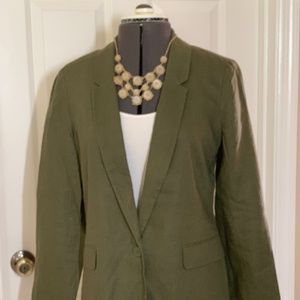 100% linen J Crew Blazer Olive Green Sz 6